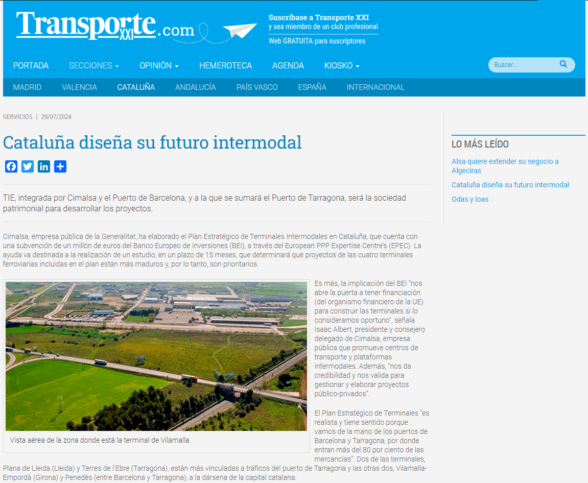 Entrevista a Isaac Albert, president de CIMALSA, a Transporte XXI