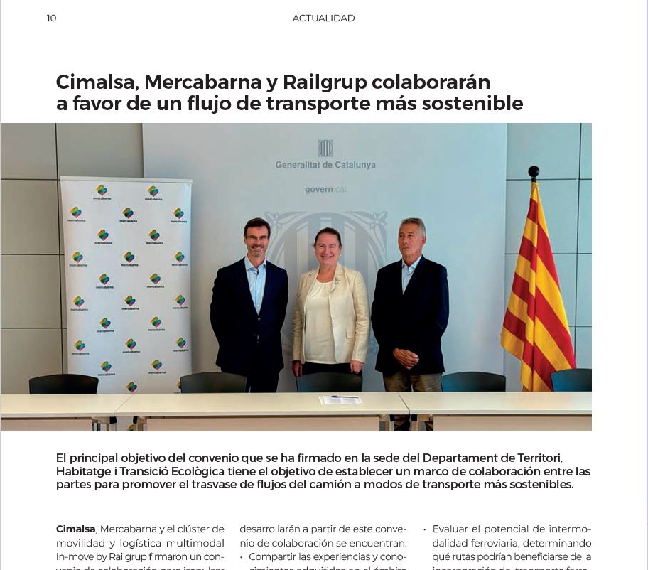 Cimalsa, Mercabarna y Railgrup colaborarán a favor de un flujo de transporte más sostenible