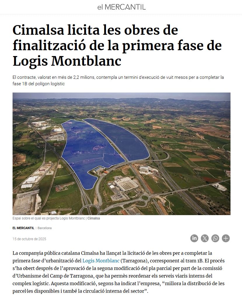Cimalsa licita les obres de finalització de la primera fase de Logis Montblanc